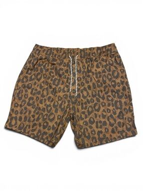 Original Use Leopard Print Drawstring Swim Trunks Side and Back Pockets Size M